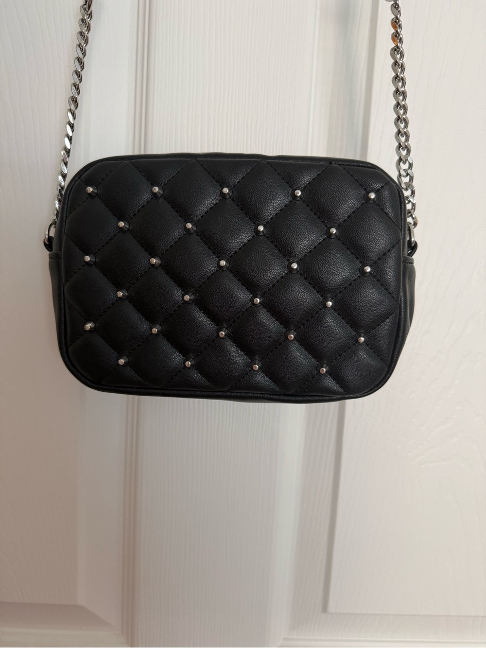Rebecca Minkoff Black Quilted Crossbody with Silver Studs